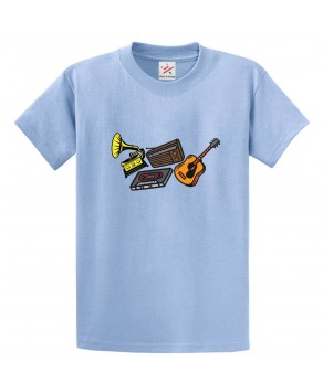 Musical Instrument Doodle Guitar Cassette Unisex Kids And Adults T-Shirt